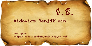 Vidovics Benjámin névjegykártya